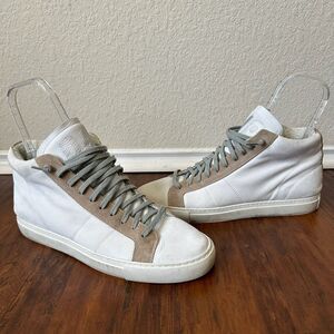 P448 Star 2.0 High Top Sneakers White/Tan Leather Lace Up